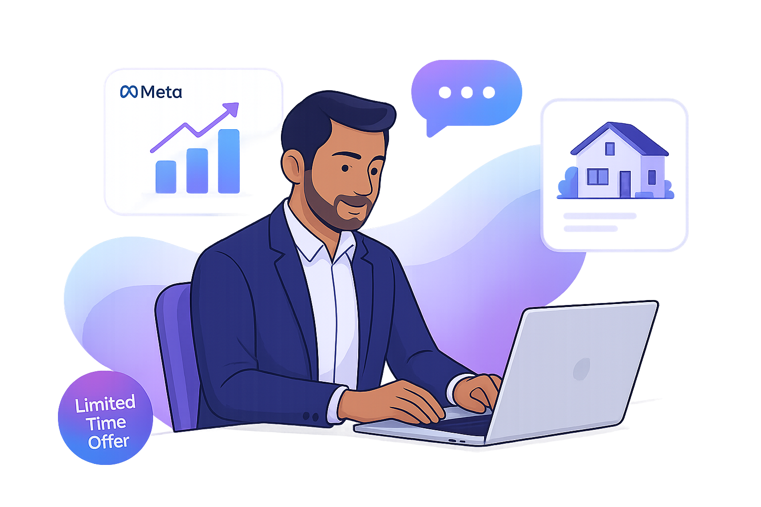 Real Estate Professional working with digital tools and Meta ads